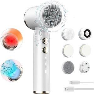 Novzep 8-in-1 Elektrische Gezichtsreinigingsborstel – Warm & Koud Compress – 6 Opzetborstels – Draadloos – IPX6 – HD Display