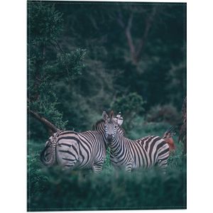 WallClassics - Vlag - Zebra's in het Bos - 30x40 cm Foto op Polyester Vlag
