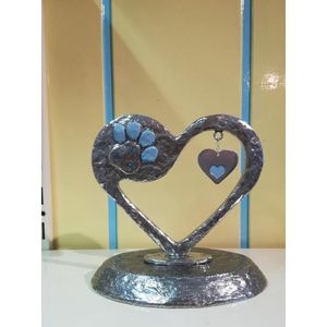 Urn hart poot blauw met Swarovski steentjes