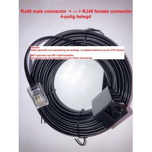 Telefoon VERLENGSNOER voor telefoonkabel met RJ45 connector - 15m - 4-aderig - 70235-8/4 - 8P4C