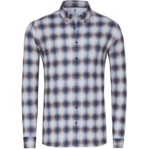 Desoto - Overhemd - Blauw Beige Multicolour - Slim-fit - Katoen - Lange Mouw