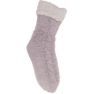 Dames huissokken met antislip - fluffy sokken - warme huissokken - anti slip sokken - hut sokken - pluizig roze - one size - 36-42