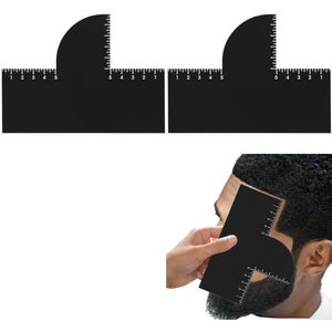 2 artikelen - Tondeuse - Haarlijnstyler - Haarlijnvormgereedschap - Stylingkaarten - Baardaccessoires - Met meetindicator - Zwart - Voor kappersaccessoires