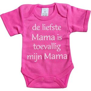 Baby romper/roze/tekst/Mijn mama is de liefste mama/meisje/kraamcadeau/kraamkado/maat56