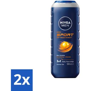NIVEA MEN - Douchegel - Sport - 500 ml - Voordeelverpakking - 2 stuks