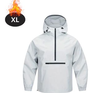 Livano Windjas Voor Heren - Windjack - Waterdicht - Jas Met Capuchon - Outdoorjas - Volwassen - Grijs & Wit - Maat XL