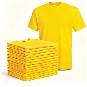 Heren T-shirt Geel - 10 stuks - Goede pasvorm - Basic Blanco Shirt -10 pack -Regular fit - 100% Katoen - Comfortabel - Gildan