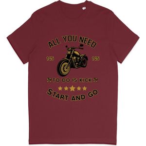 T Shirt Heren - Motorrijder - Biker - Bordeaux Rood- S