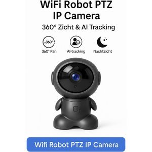 Narvie - Robot Camera – AI Smart Tracking – Bedienen met WiFi – Mini Security Camera – Dagzicht & Nachtzicht – Bewegingsdetectie – Inclusief 32GB Micro SD – 1080P HD Micro Camera – Zwart