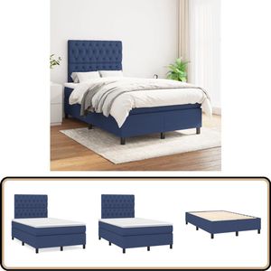 vidaXL Boxspring - Blauw - 120x200 cm met Matras Boxspringbed - Slaapkamer Meubilair - Tweepersoons Bed - Blauwe Bedden - Pocketveer Matras