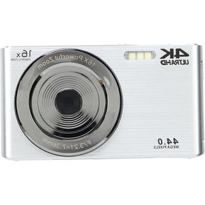 Vlogging Camera 2.8 Inch Scherm 16X Digitale Zoom 44MP Foto 4K HD Videocamera - Ingebouwde Vullicht - USB Opladen - 1200mAh - voor Vlogger Thuis Reizen - Zilver .