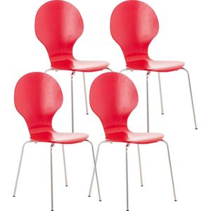 CLP Diego Set van 4 stapelstoelen rood