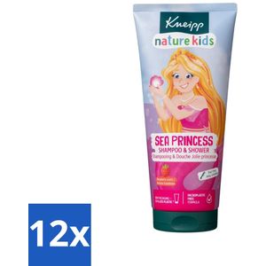 12 x Kneipp - Shampoo & Douche - Prinsessen - 200 ml - Kinder Shampoo - Kinder Douche - 2-in-1 Shampoo - Frambozengeur - Natuurlijke Shampoo