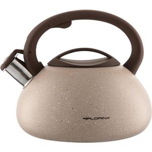 Waterkoker (2,5 liter) I Lava roestvrijstalen theeketel I Fluitketel met siliconen handvat I Automatisch fluiten I Waterkoker voor inductiekookplaten, gaskookplaten en elektrische kookplaten I Kleur: beige