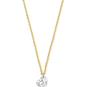 YO&NO - Ketting - Goud - Anker - Hart - Diamant - 40/42/44cm - 1,4mm - 0.7mm - Sieraden Vrouw- 18k Goud