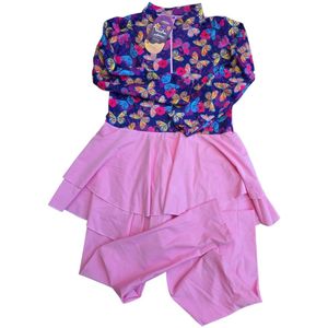 Meisjes Burkini, Boerkini, Baby-Pink-vlinders 12 jaar