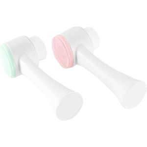 JHubers Goods - Dubbelzijdige handmatige siliconen gezichtsreinigingsborstel - Zachte borstelharen - Massageborstel voor diepe poriënreiniging - Make-up verwijderen - Roze en blauw.