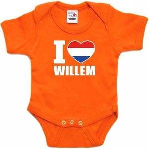 Koningsdag Oranje I love Willem rompertje baby - oranje babykleding 56