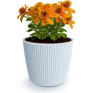 Prosperplast Plantenpot/bloempot Buckingham - buiten/binnen - design kunststof - lichtgrijs - D14 x H13 cm