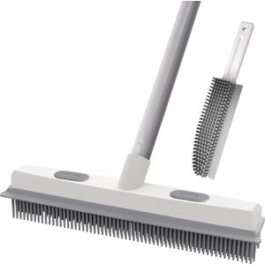 Binnen- en Buitenvloer Reinigingsborstel met Telescopische Steel en Waterwisser voor Grondige Schoonmaak