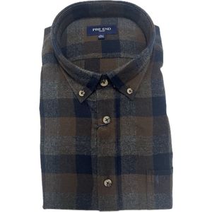 Pre End - Overhemd heren - flanel - dark brown - geruit - maat XXL
