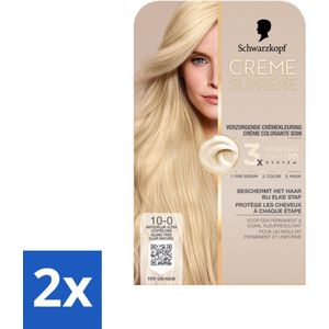 Schwarzkopf - Haarkleuring - Creme Supreme 10-0 - Natuurlijk Ultra Lichtblond - 245g - Voordeelverpakking - 2 stuks