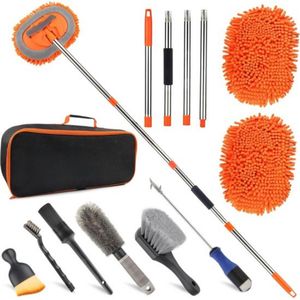 2-in-1 Autowasborstel Telescopisch - Wasborstel Met Telescopische steel Complete Auto Reiniging set – Telescoop Wasborstel Met Zachte Borstel Haren – Incl. Accessoires – Uitschuifbare Wasborstel Auto – Was Borstel