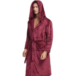 Bovista Badjas - Fleece - Katoen - Badstof - Sauna - Hamam - Wafel - Bathrobe - Duster - Ochtendjas - Kimono - Rood Heren