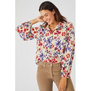 Damart - Overhemdblouse gestructureerde crêpe stof - Dames - Beige - 42