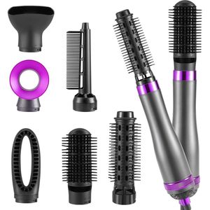 Venori Fohn - Fohnborstel - 6 in 1 Fohn - 22,6 x 5,2 x 5,2 cm - 1000W - Haarstyler - Airstyler - Krullen, stylen, fohnen, borstelen - Paars/zwart