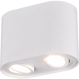 LED Plafondlamp - Plafondverlichting - Trion Cosmin - GU10 Fitting - 2-lichts - Rechthoek - Mat Wit - Aluminium