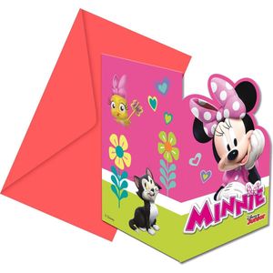 Minnie Mouse Uitnodigingen Happy 6 stuks