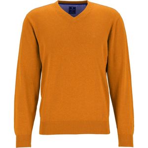 Redmond heren trui katoen - V-hals - warm oranje - Maat: XL