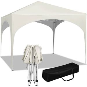 BukkitBow - Partytent met Ronde Rand – Opvouwbare Tent – Waterdicht en Weersbestendig – Tuinpaviljoen - 300 x 300 cm – Wit