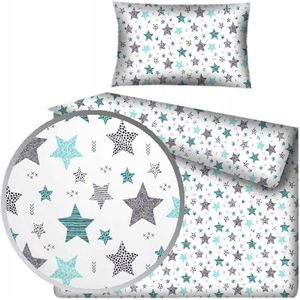 Kinderbeddengoed 100x135 cm Wit met Blauwe Sterren Katoen