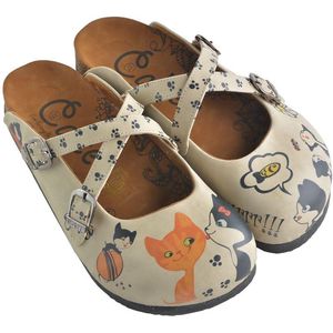 Goby Kitty Friends Dames Clogs – Handmade – Vegan Leer – Maat 35