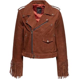 Queen Kerosin Damen Wildleder Jacke QKI49018 Brown-XS
