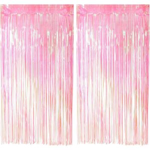 Boland Folie deurgordijn/feestgordijn - 2x - lichtroze - 100 x 200 cm - Versiering/feestartikelen - Geboorte meisje/glitter and Glamour