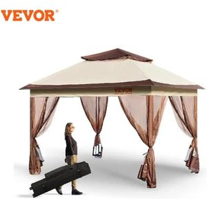 Vevor® Opvouwbaar paviljoen - Feesttent - Partytent - 334x334x281cm - Beige