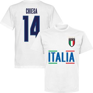 Italië Chiesa 14 Team T-Shirt - Wit - XS
