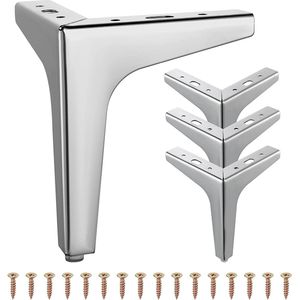 4 stuks metalen meubelpoten bankpoten moderne metalen driehoek meubelvoeten DIY vervanging voor kast slaapbank stoel (zilver) (17cm)
