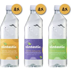 Schoonmaakazijn Groenland / Vintastic MIX 3x4 flessen Lemon - Lavendel - Original. Doos 12 liter