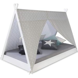 Kinderbed 90x200 Wit Grijs Tipi-Bed Sterrenhuis voor Kinderen