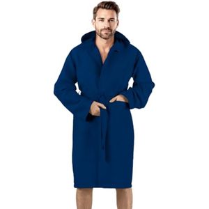 Zachte Microvezel Badjas met Capuchon en Buitenzak - Uniseks - Marineblauw (L)