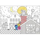 6x Papieren Sinterklaas kleurplaat placemats - Sinterklaas DIY versiering kleurplaten 6 stuks