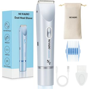 Nuvado Oplaadbare 2-in-1 Elektrische Bikinitrimmer Voor Vrouwen - Licht Blauw- Waterdichte IPX7 Scheerapparaat Voor Oksels - Benen En Armen - Reizen - Ladyshave voor Vrouwen - LadyGroomer - Inclusief Reiszakje