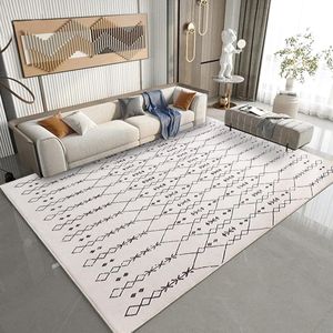 Vloerkleden voor de woonkamer, abstract tapijt, Marokko, grote tapijten, laagpolig tapijt voor woonkamer, slaapkamer, eetkamer, anti-slip tapijten (beige/ivoor, 200 x 250 cm)