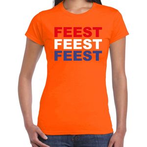 Koningsdag t-shirt feest - oranje - dames - koningsdag / EK/WK outfit / kleding / shirt XS