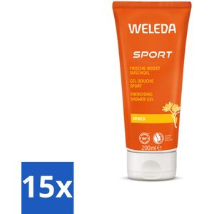 15 x WELEDA - Douchegel Sport - Arnica - 200 ml - Sportdouchegel - Herstel - Arnica - Rozemarijn - Lavendel