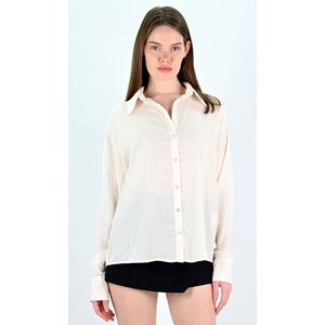 YesMooi - Basis Satijnen Blouse - Crème - L (40)